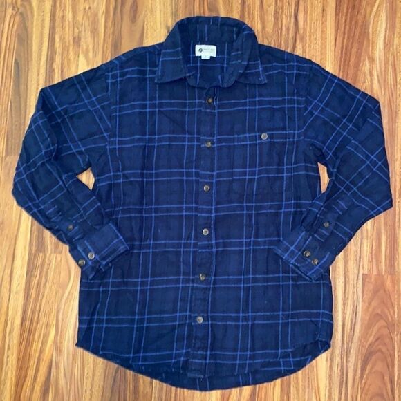 Haggar Blue Plaid Flannel - Picture 1 of 4